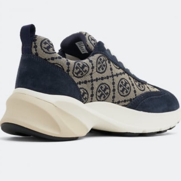 Authentic Tory Burch T Monogram Good Luck Sneakers M Navy Blue Monogram Size 11 - Picture 7 of 13